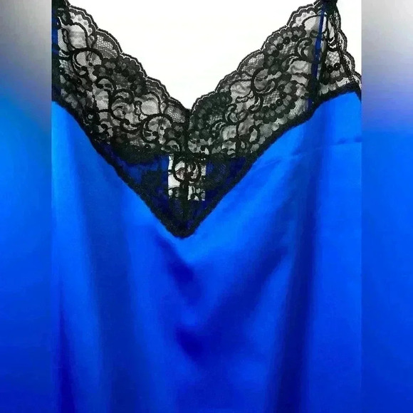 NWOT, AVON Fashions, Lace-Trimmed Silky Negligee, Large, Blue - Picture 7 of 14